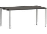 Schäfer Shop Genius Schreibtisch Modena Flex, Rechteck, 4-Fuß Rechteckrohr, B 1600 x T 800 x H 650-850 mm, graphit/weißaluminium