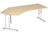 Winkelschreibtisch 135° PALENQUE, C-Fuß, Winkel links, B 2165 x T 800/1130 x H 720 mm, Ahorn