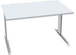Schäfer Shop Pure Schreibtisch PLANOVA BASIC, Rechteck, C-Fuß, B 1200 x T 800 x H 717 mm, lichtgrau/weiß + Kabelkanal