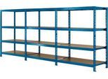 Komplettangebot Weitspann-Steckregal 600, B 4650 x T 800 x H 2000 mm, 1 Grundregal, 2 Anbauregale & 12 Böden, Stahl, himmelblau RAL 5015