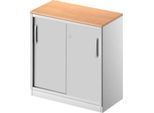 Schäfer Shop Genius Schiebetürenschrank TETRIS SOLID, 2 OH, B 800 mm, inkl. 19 mm Abdeckplatte, Buche-Dekor/weißalu