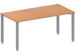 Schäfer Shop Genius Konferenztisch MODENA FLEX, Rechteck, 4-Fuß Quadratrohr, B 1600 x T 800 x H 720-840 mm, Buche/weißaluminium RAL 9006