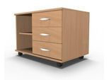 Schäfer Shop Select Mobiles Sideboard, Regal + 3 Schübe + Utensilienschub, B 800, anstellbar rechts, Buche