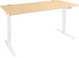 Schäfer Shop Genius Schreibtisch AERO FLEX, elektrisch höhenverstellbar, Rechteck, T-Fuß, B 1200 mm, Ahorn/weiß + Memorypanel