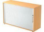 Querrollladenschrank ULM, 2 OH, Rollläden alusilber, B 1200 x T 400 x H 748 mm, Buche-Dekor