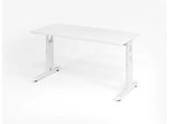 Home Office Tisch, Rechteck, C-Fuß, B 1400 x T 672 x H 650-850 mm, weiß/weiß