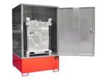 Gefahrstoffschrank BAUER GS-4, Stahlblech, unterfahrbar, für 1 x 1000 l IBC, B 1475 x T 1460 x H 2410 mm, rot