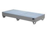 Stahl-Auffangwanne mit Gitterrost, 1800 x 800 mm, grau RAL 7005