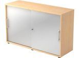 Schiebetürenschrank JENA, 2 OH, Front silber, B 1200 x T 400 x H 748 mm, Ahorn-Dekor