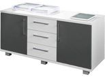 Schäfer Shop Genius Sideboard, 3 Schübe & 2 Türen, Metallgriffe, B 1200 x T 500 x H 600 mm, weiß/graphit