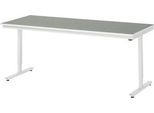 Rau Arbeitstisch Adlatus, elektrisch höhenverstellbar, 25 mm Spanplatte, Linoleumbelag, 150 kg, B 2000 x T 800 x H 720-1120 mm, hellgrau/lichtgrau