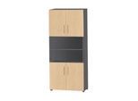 Schäfer Shop Select Kombischrank Start Off, 6 OH, 4 OH m. Tür, abschließbar, B 800 x T 420 x H 2240 mm, graphit/ahorn