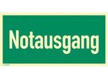 moedel Hinweisschild „Notausgang“, Leuchtklasse C, 160 mcd/m², L 148 x B 297 mm, selbstklebend, Folie, grün