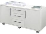 Schäfer Shop Genius Sideboard, 3 Schübe & 2 Türen, Metallgriffe, B 1200 x T 500 x H 720 mm, weiß/weiß