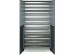 Schäfer Shop Genius Magazinschrank FS, 5 OH, abschließbar, 10 Fachböden, 2 Lochrasterplatten, bis 450 kg, B 1055 x T 520 x H 1950 mm, lichtgrau/anthrazitgrau