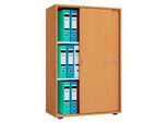 Schiebetürenschrank, aus Holz, abschließbar, 3 OH, B 700 x T 400 x H 1050 mm, Buche-Dekor