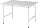 Rau ESD-Arbeitstisch Jerry, manuell höhenverstellbar, 28 mm Spanplatte mit Melaminbelag, bis 300 kg, B 1250 x T 1000 x H 800-850 mm, lichtgrau