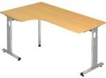 Eckschreibtisch ULM, li. od. rechts, B 2000 x T 1200 x H 650-850 mm, Buche-Dekor