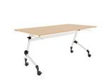Schäfer Shop Select Klapptisch mit Rollen, Rechteck, Vierkantrohr, B 1600 x T 600 x H 720 mm, Ahorn/weiß