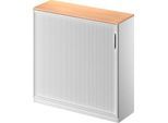 Schäfer Shop Genius Querrollladenschrank TETRIS SOLID, 3 OH, B 1200 mm, inkl. 19 mm Abdeckplatte, Buche-Dekor/weoßalu/weißalu