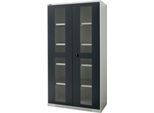 Schäfer Shop Genius Sichttürschrank FS, 5 OH, abschließbar, 4 Fachböden, bis 450 kg, B 1055 mm, Stahl, lichtgrau RAL 7035/anthrazitgrau RAL 7016