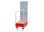 Fahrbare Auffangwanne LPW 60-3, mit Lochplattenwand, aus Stahl, Kapazität 2 x 60-Liter Fass, rot