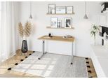 Home Office Tisch, Rechteck, C-Fuß, B 1400 x T 672 x H 650-850 mm, Wildeiche/silber
