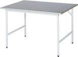 Rau Arbeitstisch Jerry, manuell höhenverstellbar, 25 mm MDF-Platte mit Stahlblechbelag, bis 300 kg, B 1250 x T 1000 x H 800-850 mm, silber/lichtgrau