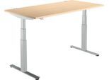 Schäfer Shop Select Schreibtisch DRIVE UP 2, elektrisch höhenverstellbar, Rechteck, T-Fuß, B 1600 x T 800 x H 630-1290 mm, Ahorn/weißaluminium