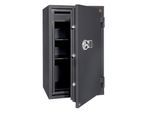 Tresor FRS 93, Feuerwiderstand LFS 60P nach EN 15659, Sicherheitsstufe S 2, Elektronikschloss, 2 Fachböden & 1 ausziehbare Schublade, B 565 x T 450 x H 972 mm, graphitgrau RAL 7024