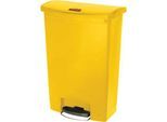 Rubbermaid Tretabfalleimer Slim Jim Step-On, mit Rollen, L 570 x B 353 x H 826 mm, 90 l, Kunststoff, gelb