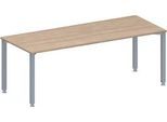 Schäfer Shop Genius Konferenztisch MODENA FLEX, Rechteck, 4-Fuß Quadratrohr, B 2000 x T 800 x H 720-840 mm, Eiche-Dekor/weißaluminium RAL 9006