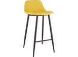 Barhocker, 2er-Set, B 500 x T 450 x H 950 mm, Fußstütze, gepolstert, schwarz, Stoffbezug safran