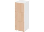 Schließfachschrank Topas Line, 3 Ordnerhöhen, 3 Fächer, Zylinderschloss, B 400 x T 420 x H 1100 mm, weiß/Eiche