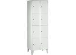 Wertfachschrank 300 mm, 2 Abteile, 8 Fächer, Sicherheitszylinderschloss, Fuß, lichtgrau