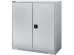 Schäfer Shop Genius Flügeltürschrank FS, Stahl, mit Belüftungslöchern, B 1055 x T 420 x H 1105 mm, 3 OH, weißaluminium/weißaluminium, bis 450 kg
