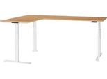 Schäfer Shop Genius Winkelschreibtisch Modena Flex, elektrisch höhenverstellbar, 90° Winkel beidseitig, B 2000 x T 2000 mm, Buche/weiß