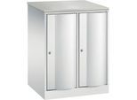 C+P Garderobenschrank Resisto, 2 Abteile, 2 Fächer, B 772 x T 640 x H 1077 mm, Lichtgrau