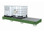 Auffangwanne AW 1000-3, für 3 IBC-Container à 1000 l oder 10 Fässer à 200 l, L 3850 x B 1300 x H 340 mm, unterfahrbar, resedagrün