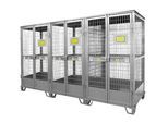 Justrite Gasflaschenlager, verzinkt, abschließbar, bis 27/36 Gasflaschen, B 2100 x H 3500 x T 960 mm, 300 kg, stahlgrau