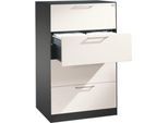 Hängeregistraturschrank ASISTO C 3000, 4 Schubladen, 2-bahnig, B 800 mm, anthrazit/weiß