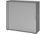 Querrollladenschrank Breno, 3 OH, abschließbar, stapelbar, B 1200 x T 400 x H 1100 mm, Spanplatte, graphit