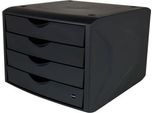 Schubladenbox Helit The Green Chameleon, 4 Schübe mit Auszugssperre, Format A4, stapelbar, schwarz