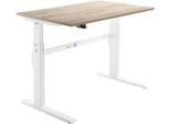 Schäfer Shop Select Schreibtisch, elektrisch höhenverstellbar, Rechteck, C-Fuß, B 1200 x T 800 x H 725-1185 mm, Wildeiche/weiß
