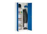 Garderobenschrank, mit Mitteltrennwand, lichtgrau/enzianblau