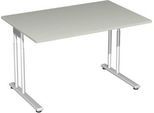 Schreibtisch PALENQUE, C-Fuß, Rechteck, B 1200 x T 800 x H 680-820 mm, lichtgrau