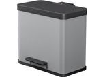 Tretmülleimer Hailo Trio Plus L, 3 x 9 l, rechteckig, aus Stahlblech, hellgrau
