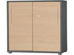 Schäfer Shop Select Schiebetürenschrank Start Off, 2 OH, abschließbar, B 800 x T 420 x H 788 mm, Holz, graphit/ahorn