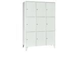 Wertfachschrank 400 mm, 3 Abteile, 9 Fächer, Sicherheitszylinderschloss, Fuß, lichtgrau