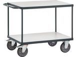 ESD-Tischwagen, 2 Etagen, 1200 x 800 mm, bis 600 kg, Stahl/Holz, schiefergrau